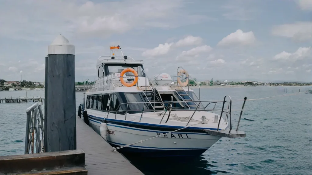 Axe Stone Legacy vessel by Axe Stone Fast Cruise during Fast Boat Sanur to Nusa Penida crossing, showcasing sleek modern hull design and excellent stability