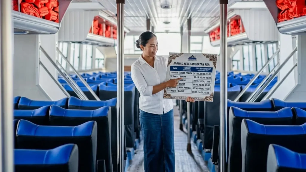 Complete Time Schedule for Axe Stone Fast Cruise showing daily departures from Sanur Harbour to Nusa Penida with return trips from Nusa Penida to Sanur for convenient island crossing